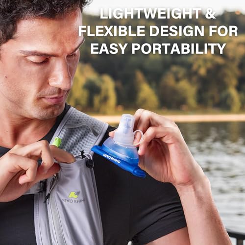 N NEVO RHINO Soft Flask 17oz/500ml, 2PCS TPU Running Water Bottle - color: 2*500ml-Blue