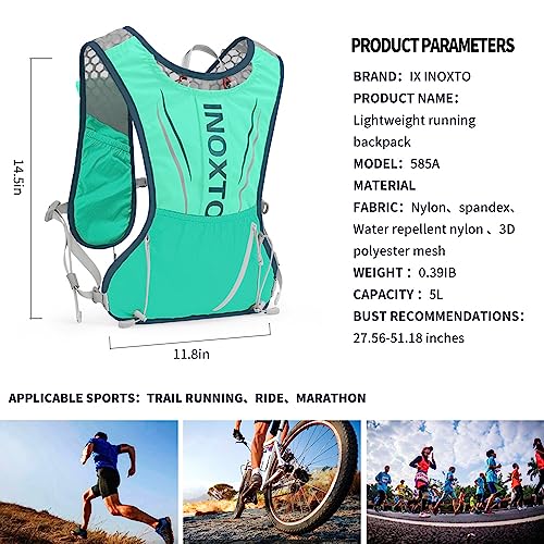 IX INOXTO Running Hydration Vest for Men Women Water Backpack for Running 3L Running Hydration Pack for Trail Running Marathon Race Hiking
