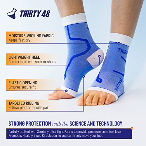 Thirty48 Plantar Fasciitis 20-30 mmHg Ankle Compression Socks, Foot Brace - color: Black & Black (2 Pairs), size: Medium