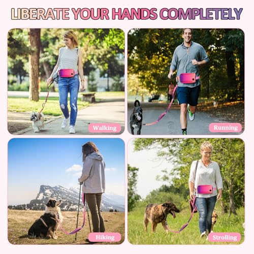 Philorn Hands Free Dog Leash for Dogs with Pouch, Adjustable Waist Leash - color: Gradient color