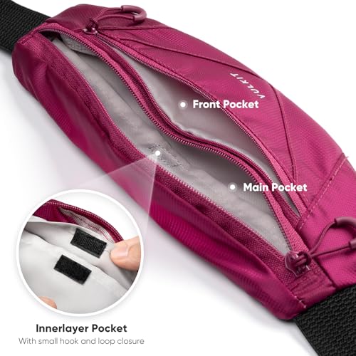 VULKIT Casual Lightweight Fanny Pack for Women & Men, Outdoor Belt Bag to Free Your Hands, Nylon Waterproof Waist Bag with Adjustable Elastic Band, Small Slim Fit Fashion Waist Pack, Rose Pink - color: Rose Pink