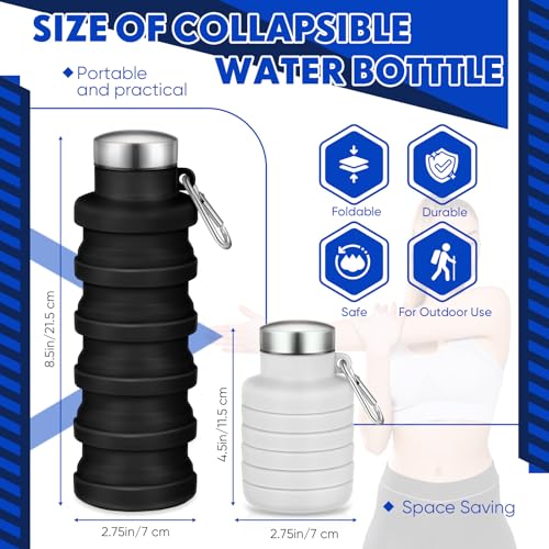 Baderke 2 Pcs Collapsible Water Bottles, 17oz, Black, Gray White - color: Black, Gray White