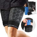 Always Ready, Thigh Compression Support Sleeve (2 Per Pack) with Hot & Cold Gel Pack for Hamstring & Quadricep Muscle Strains & Injury, Men & Women, Two Adjustable Compression Straps, Non-Slip (XL) - size: XL