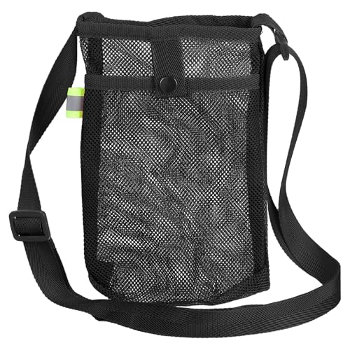 Uxcell Water Bottle Holder With Adjustable Shoulder Strap, Carrier Bag, Mesh Crossbody Carrier With Pocket for Sports, Hiking, Walking, Travel - color: Black