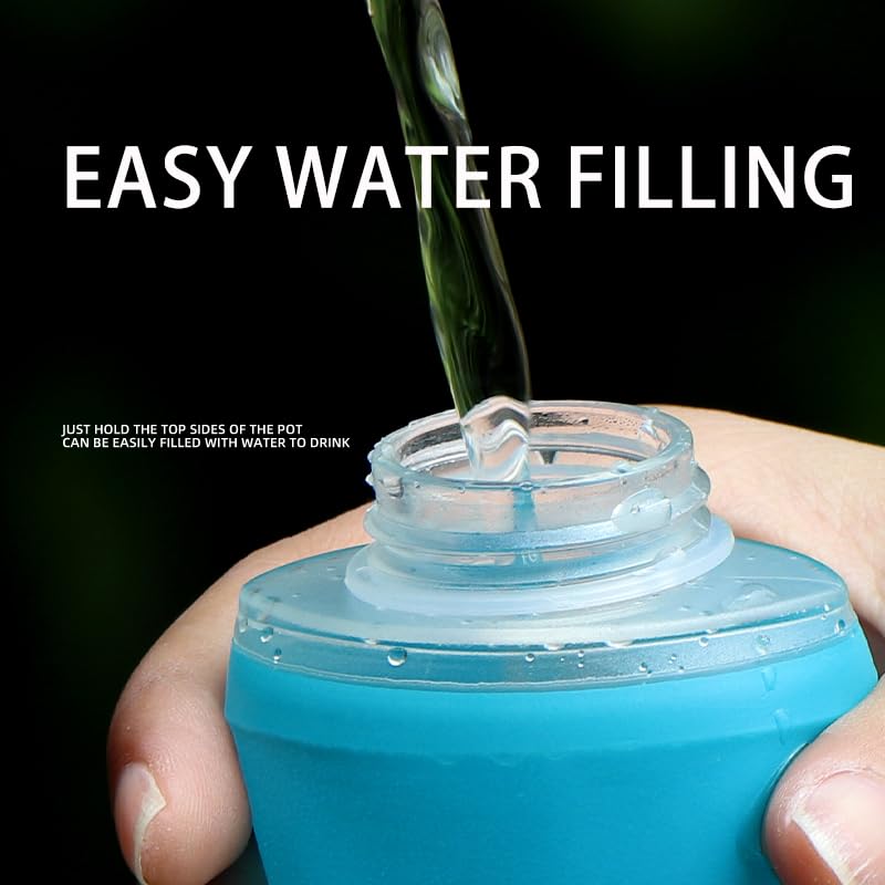 WRELS Soft Flasks TPU Soft Water Bottles Folding Soft Running Water Flask Small for Outdoor Sports Hiking Hydration Pack 8oz/17oz Hiking Cycling Climbing - color: Green-250ml