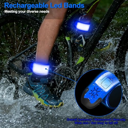 LED Armband Rechargeable, 2Pcs High Visibility Running Gear for Night - color: Blue