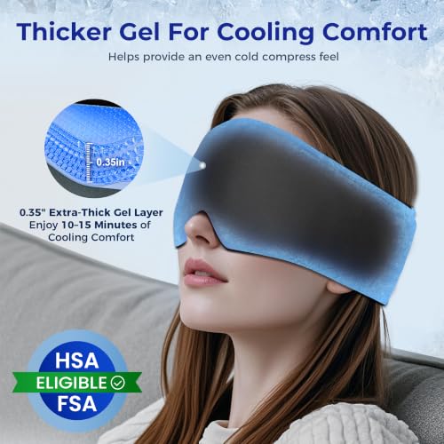 Cooling Gel Eye Mask for Puffy Eyes & Eye Bags, Cold Compress - color: Black