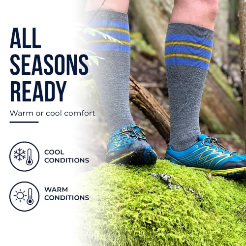 CloudLine - Merino Wool Graduated Compression Socks for Men and Women - Ultralight, Moisture Wicking, Made in USA - 1 Pair - color: Slate Blue, size: X-Large