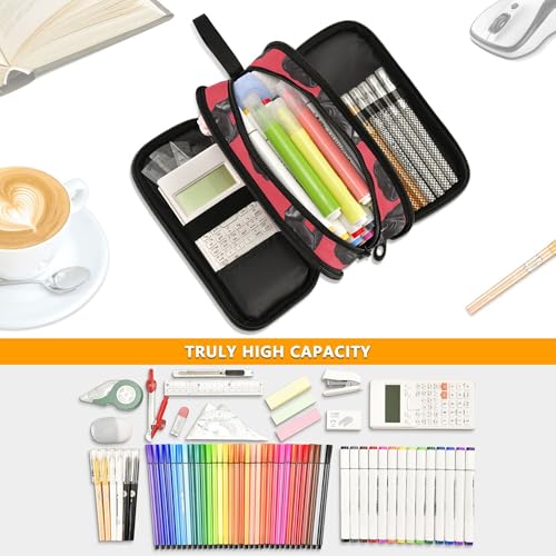 Fisyme Dogs French Bulldog Red Pencil Case Large Capacity Pen Box Makeup Pouch Holder Organizer Stationery Bag for School Office College Traval - color: Multicolor-Chinese Red