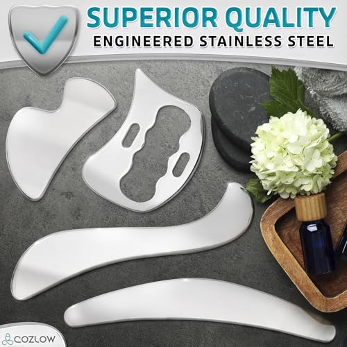 4-in-1 Muscle Scraper Stainless Steel Fascia Release Gua Sha IASTM Tools - style: Style D (4in1)