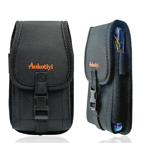 Heavy Duty Nylon Phone Holster with Built-in Card Slot, Vertical & Horizontal Belt Clip Pouch for iPhone 16/17 Pro Max & Galaxy S24/S25 Ultra