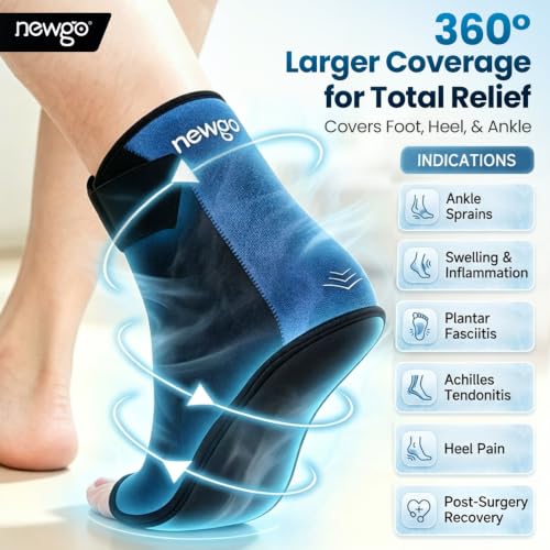 NEWGO Foot Ice Wrap, 60-Min Cold Therapy for Heel Pain & Plantar Fasciitis