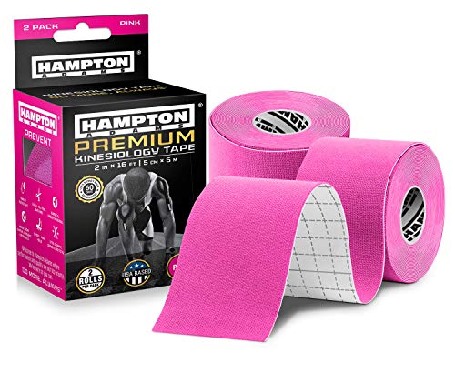 Hampton Adams Kinesiology Tape, Uncut Roll, Waterproof Muscle Support - color: Pink, size: 2in x 16ft (2 Rolls)