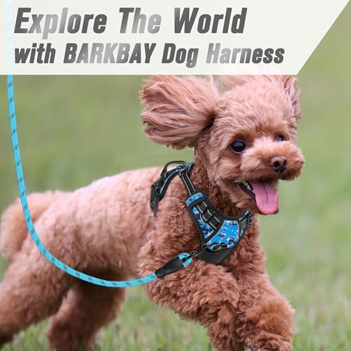 BARKBAY Dog Harness No Pull for Small Sized Dog Front Back Clips,Dog Vest - color: Blue Camo, size: X-Small(Chest:15.5-19.5”)