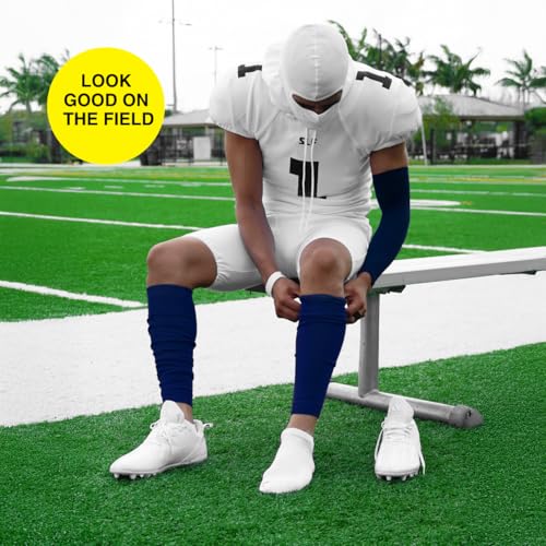SLEEFS Football Leg Sleeves for Turf Burn and Skin Irritation Protection - color: Navy, size: Kids