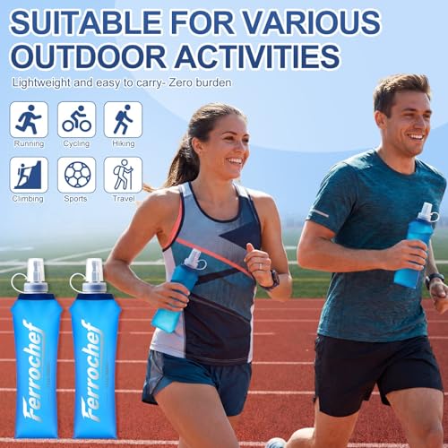 12 Pcs Soft Flask 17oz/500ml TPU Collapsible Water Bottle Foldable Hydration Flask for Running Hiking Cycling Climbing