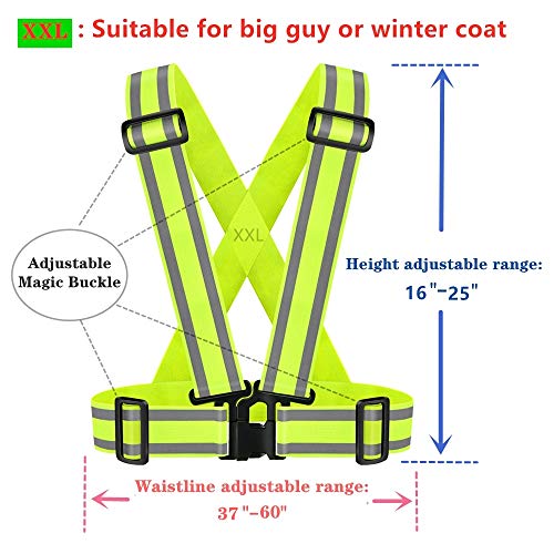 16PC Reflective HiVis Safety Vest Straps Construction Running Gear XXL - color: 16pc-yellow, size: XX-Large