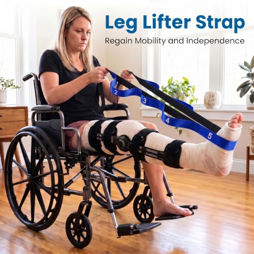 Acozycoo Stretching Strap with Loops for Physical Therapy,Knee,Leg Lifter - color: Dark Blue, size: Length: 86 Inch, Width: 1.5 Inch