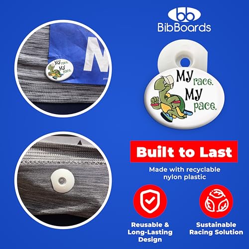 BibBoards bibSNAPS Race Bib Clips, My Race My Pace Turtle, 4 Pack - color: My Race My Pace Turtle