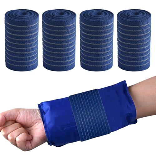 4-Pack Ice Pack Straps,35.5"x3"Elastic Ice Pack Wrap Holder with Hook&Loop - color: Blue