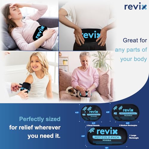 REVIX Ice Packs for Injuries, 5 Pack Hot & Cold Gel for Knee & Back - style: Black-5 Pack