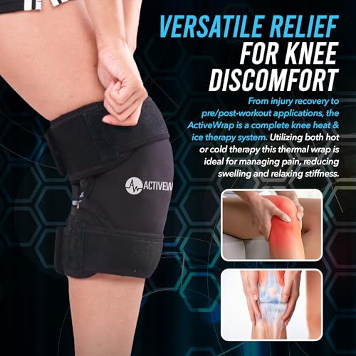 ActiveWrap Knee Ice Pack Wrap - Includes 2 Reusable Gel Ice Packs for Cold & Heat Therapy, PT-Designed Compression Relief for Knee Pain, Swelling & Surgery Recovery, One Size Fits Most