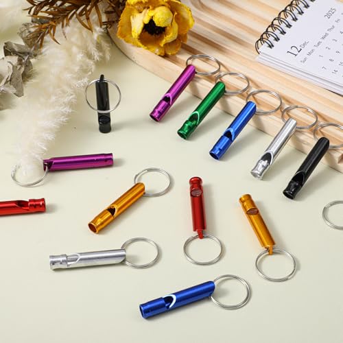 200Pcs Emergency Whistles with Keychains, Aluminum Extra Loud Survival Whistle, Whistle Bulk for Camping Hiking Hunting Boating Training Outdoor Sports, Multicolor - style: 140pcs