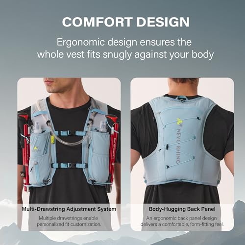 N NEVO RHINO Running Vest 5L, Hydration Vest with 2 TPU 500ml Soft Flask - color: blue, size: Small