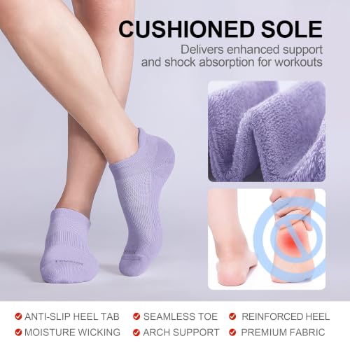 LEVSOX Ankle Compression Socks for Women and Men, Bamboo Viscose Low Cut Cushioned Athletic Running Socks - color: 3 Pairs-light Green/Blue/Purple, size: Medium