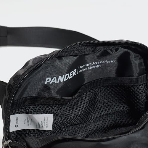 Pander Nylon Fanny Pack for Women, Two-Way Zipper Crossbody Bag - color: Grey Leopard