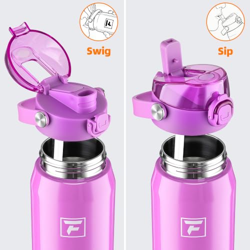 Fanhaw 24oz Stainless Steel Water Bottle with 2-in-1 Lid, Purple - color: Purple