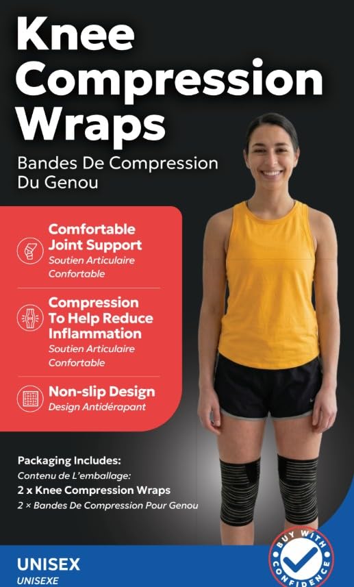 Elastic Knee Compression Wrap Bandage Knee Wraps for Pain, Large 79 Inch - size: Large (Pack of 2)