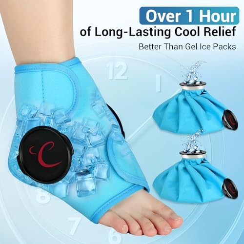 Comfytemp Ankle Ice Pack Wrap, Refillable Wearable Ice Bags for Injuries