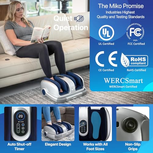 MIKO Shiatsu Foot, Leg and Calf Massager with Heat - color: Silver-blue