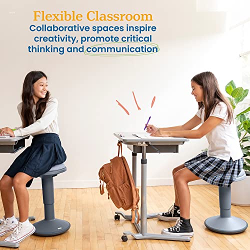 ECR4Kids Sitwell Wobble Stool with Cushion, Adjustable Height, Active Seating, Grey - color: Grey