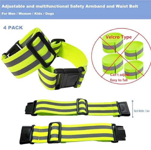 4-Pack Adjustable Reflective Armbands & Belts