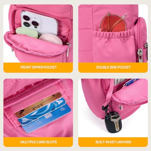 Telena Water Bottle Holder with Strap RFID Crossbody Bags for Women - color: Rose Red