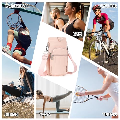 Rueesh Water Bottle Holder Bag with Adjustable Strap - color: Pink