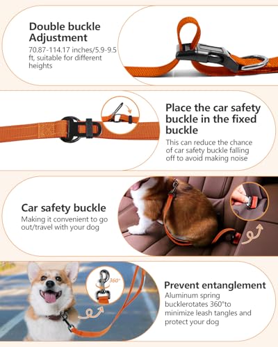 Hands Free Dog Leash, Multifunctional Crossbody Dog Leash - color: Orange, size: Large-5.9-9.5ft