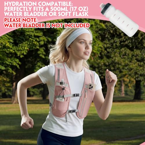 2 Pcs Running Vest for Women Men, Reflective Running Vest with Adjustable Waistband & Phone Pocket, Outdoor Pack Lightweight Breathable Backpack for Marathon Hiking - color: Black