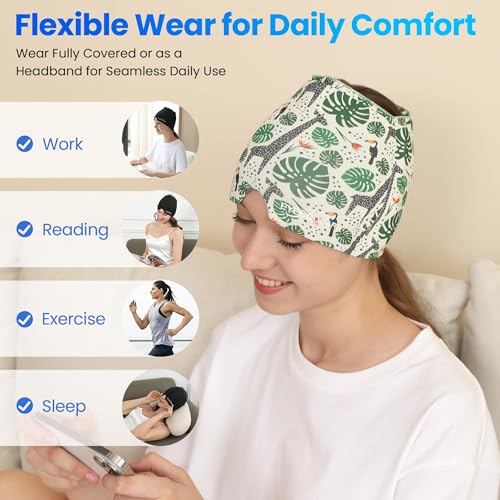 Migraine Relief Cap, Reusable Cold Compress Headband,1pcs - color: Rainforest‑eyemask