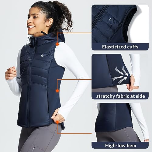 baleaf Women's Winter Running Vest Fleece Hooded Jacket Warm Slim fit - color: Navy Blue, size: XX-Large