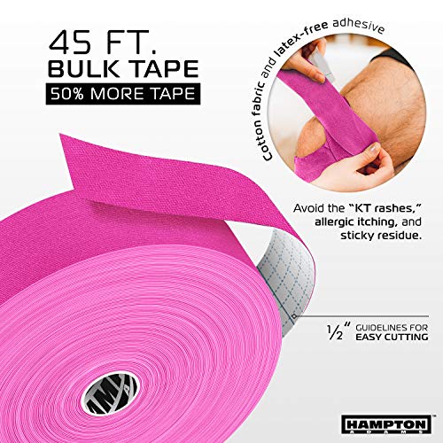 Hampton Adams Kinesiology Tape, Uncut Roll, Waterproof Muscle Support - color: Pink, size: 2in x 135ft (1 Roll)