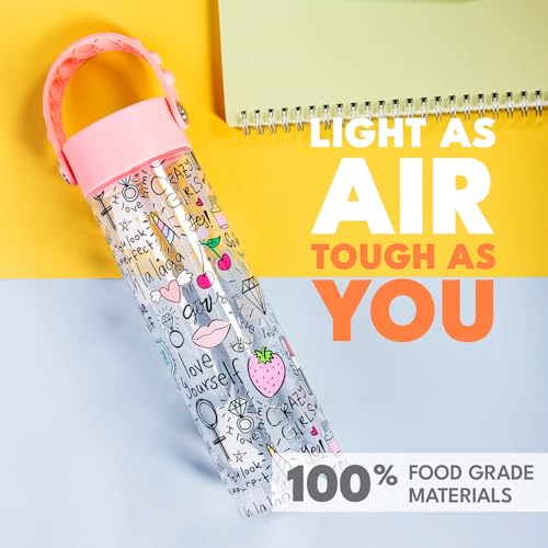 Elemental Splash 26oz Tritan Plastic Water Bottle with Straw & Pop-It Strap - color: Girl Power, size: 26 Ounces
