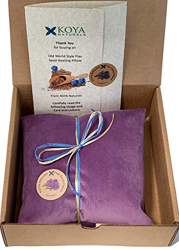 KOYA Naturals Soft Velvet Flax Seed Pillow with Lavender - Microwave Heating Pad – Microwavable Moist Heat Pack – for Neck, Muscle, Joint, Stomach Pain, Menstrual Cramps – Warm Wrap (Purple) - color: Purple