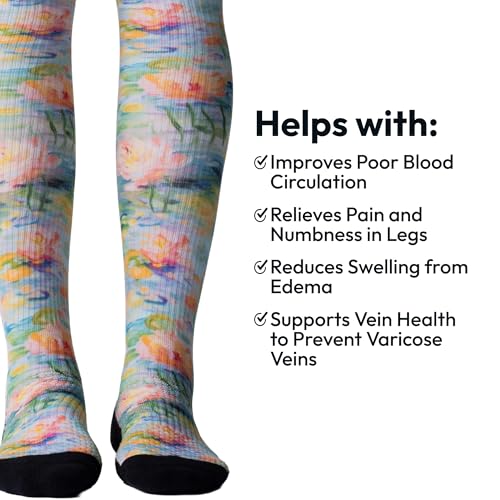 Viasox 3 Pack Compression Socks Women & Men, Circulation Support, 12-15mmHg Neuropathy (Brush Stroke, Medium) - color: Brush Stroke, size: Medium