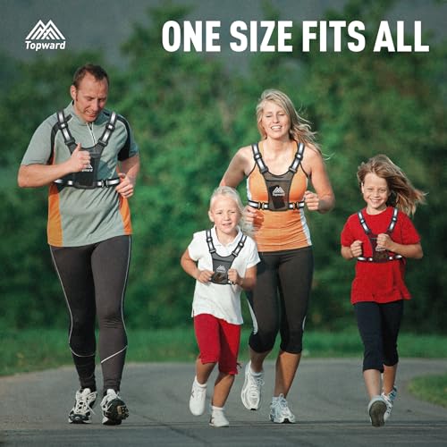 Topward Running Vest Chest Phone Holder for Women Men, Reflective Vest Safety Gear for Dog Walking Cycling - Adjustable Waist/Shoulder - color: Black