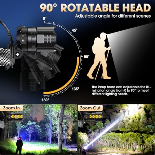 ATDOALL Headlamp Rechargeable, Super Bright LED Head Lamps 2-Pack Headlight - color: 2 Pack