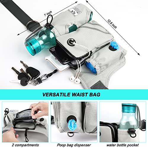 SHINE HAI Retractable Hands Free Dog Leash with Dual Bungees for 2 Dogs, Adjustable Waist Belt, Reflective Stitching Leash for Running Walking Hiking Jogging Biking Black - Gray2 - color: Gray