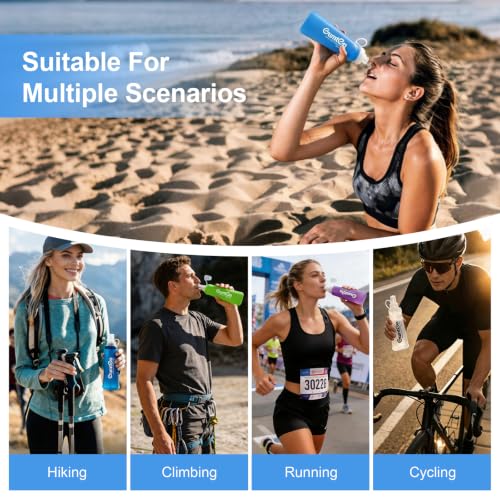 2 Pack Soft Flask 250ml TPU Collapsible BPA-Free Soft Water Bottle for Hydration Pack Running Vest Marathon Hiking Cycling (Green) - color: 2pcs, 250ml Green